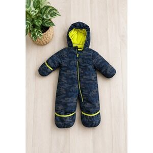 Baby Xtreme Blue Camo One Piece Snowsuit 12M Fleece Lined Winter Bunting Warm